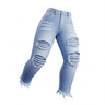 Distressed jeans representing thrift and vintage style